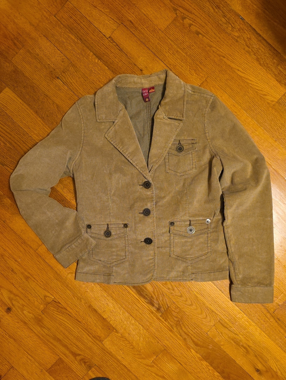Corduroy Button-Front Jacket in Tan - Women